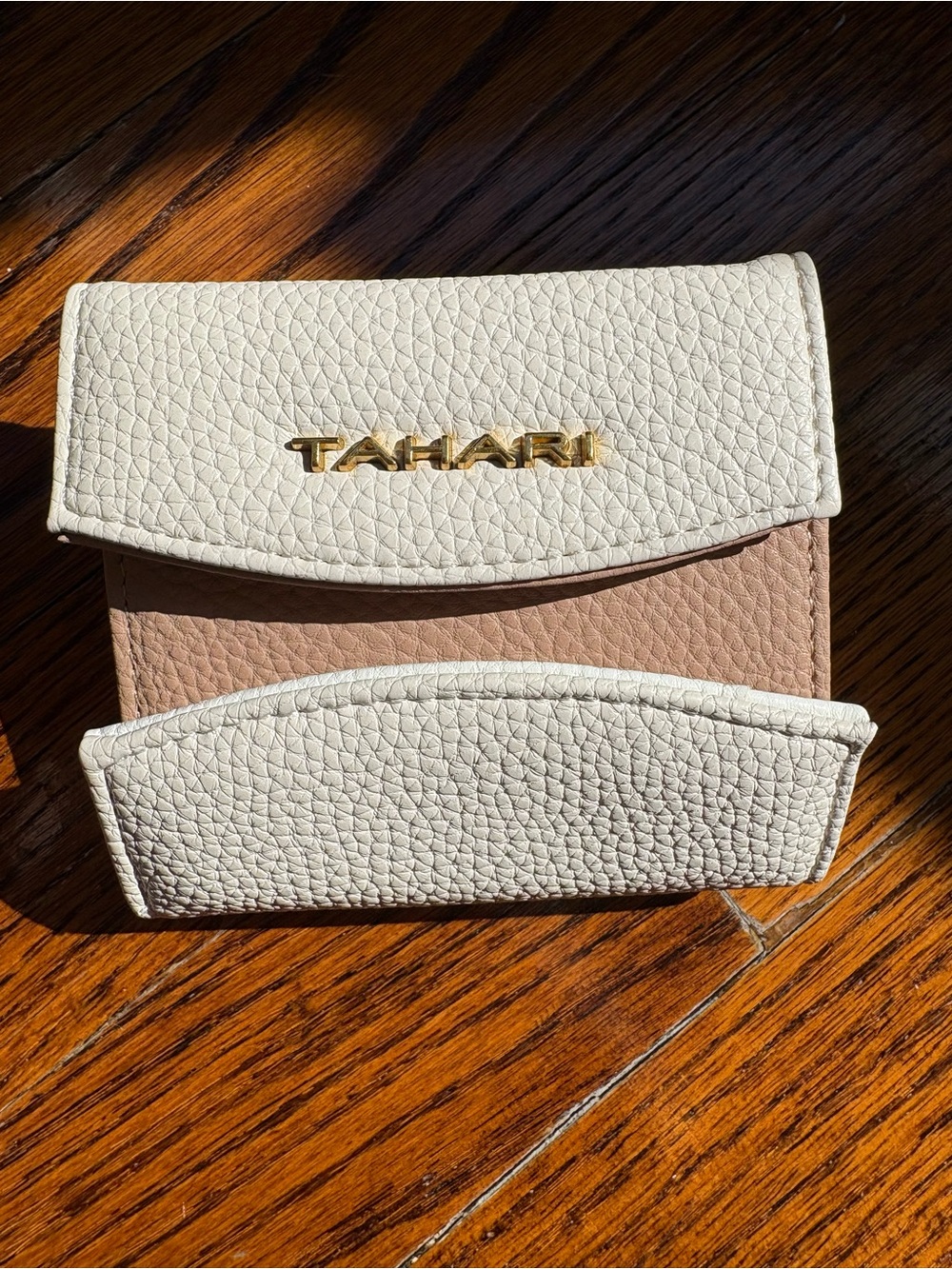 Tahari Cream and Blush Compact Wallet